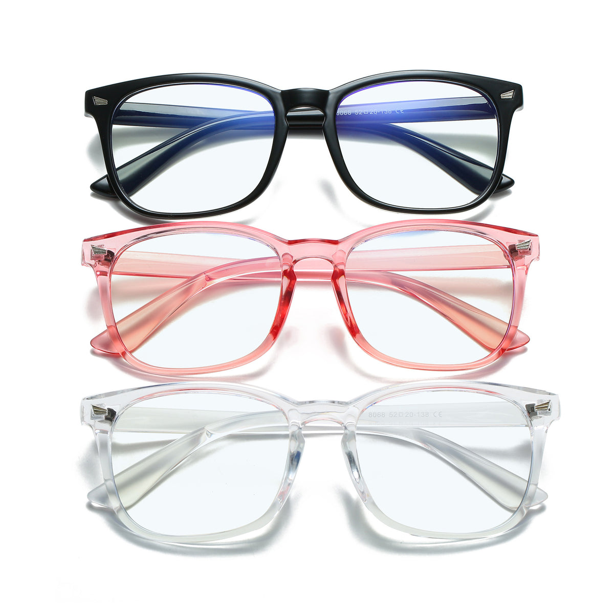 Wattle Vision night glasses in black, pink and transparent